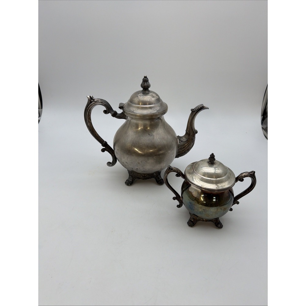 F.B. Rogers Silver co 1883 Tea Pot, Creamer, Sugar Silver Plated #2352
